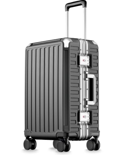 LUGGEX 20 Inch Zipperless Carry On Luggage, Charcoal Metallic - color: Charcoal Metallic, size: 20 Inch