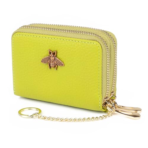 imeetu RFID Credit Card Holder, Small Card Wallet Women, Leather Card Case - color: Max - Yellow Gree, size: Max