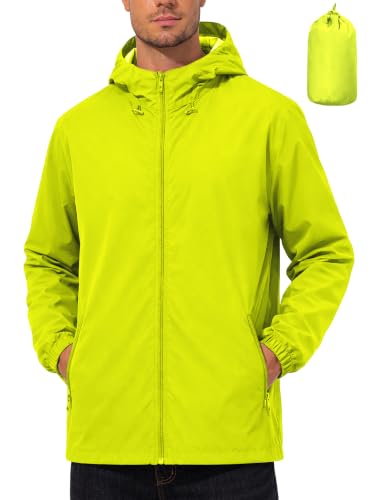 UIQUR Mens Raincoat Waterproof Rain Jacket - color: Fluorescent Green, size: XX-Large