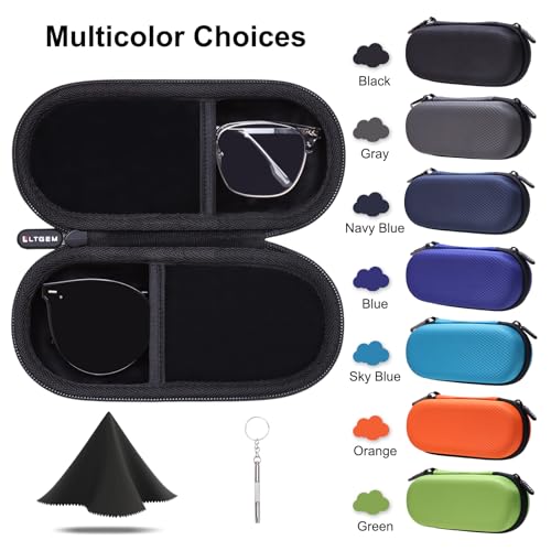 L LTGEM Hard Double Eyeglass Case, Travel Sunglasses Storage Case for Men Women,Includes Cleaning Cloth and Screwdriver - color: Green