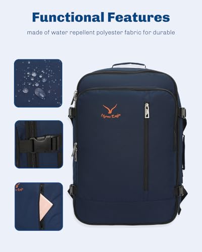 Hynes Eagle 38L Flight Approved Backpack Carry On Travel Bag for Men Women - color: Dark Blue