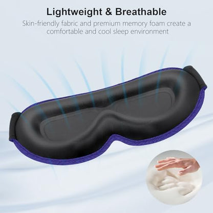 Gritin 100% Blackout Sleep Eye Mask for Women Men, Zero Pressure Sleep Mask - color: Deep Purple