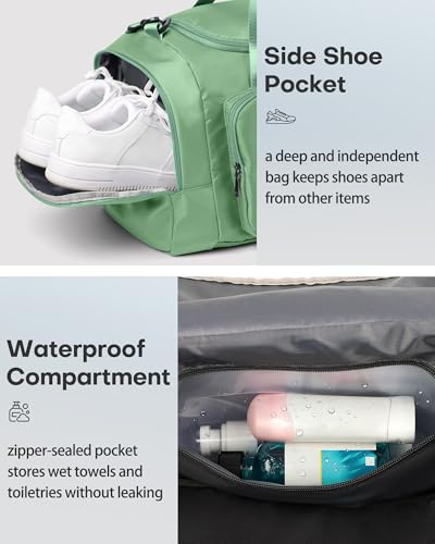 HOTOR Gym Bag, Duffle Bag with Shoe Compartment, Green 20.5x11x10.6 Inch - color: Green, size: 20.5" x 11.0" x 10.6"