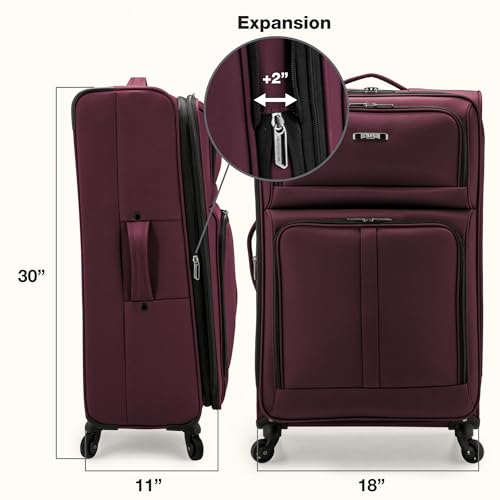 U.S. Traveler Anzio Softside Expandable Luggage with Spinner Wheels, Burgundy, 30-Inch Large - color: Burgundy, size: 30-Inch Large
