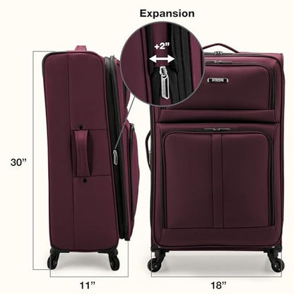 U.S. Traveler Anzio Softside Expandable Luggage with Spinner Wheels, Burgundy, 30-Inch Large - color: Burgundy, size: 30-Inch Large