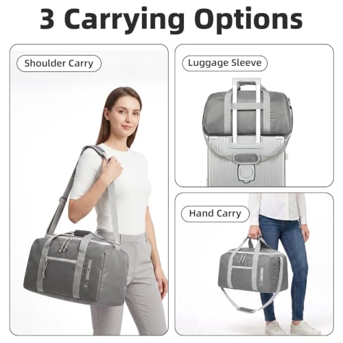 Foldable Travel Duffel Bag 65L, Large Capacity Bag for Trips - color: Dark Gray, size: 65L