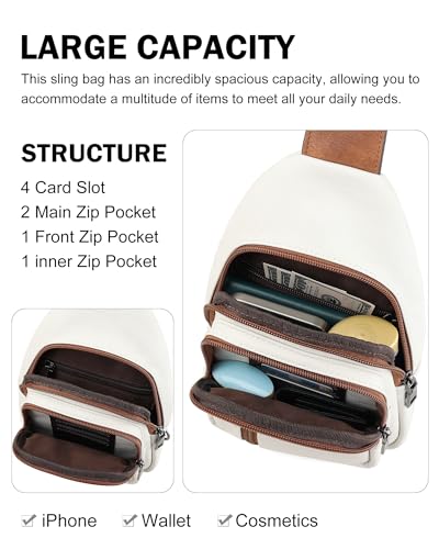 MASINTOR Sling Bag for Women, Crossbody Fanny Pack Sling Backpack, Beige - color: Beige Brown