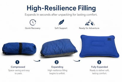 Andes Camping Pillow – Ultralight Compact Travel Pillow for Backpacking, Hiking & Outdoor Adventures – Ergonomic Neck Support, Portable & Lightweight with Carry Bag