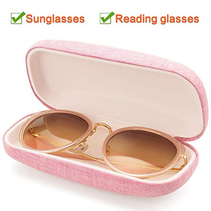 Vemiss Hard Shell Sunglasses Case, Large Linen Fabric Protective Glasses Case for Men Women - color: Pink 1, size: Sunglass Case