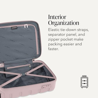 SWISSGEAR Signature Hardside Expandable Carry-On Spinner Luggage, ABS Construction, TSA-Friendly Lock, and Built-In Cupholder, Pink, 19-Inch - color: Pink, size: Carry-On 19-Inch