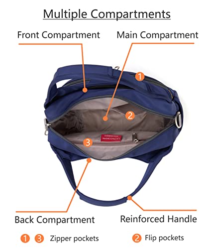 Waterproof Nylon Crossbody Bags for Women Multi-Pocket Shoulder Bag Travel Purse and Handbag - color: Azure