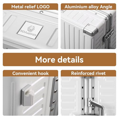 ROAMING 20 Inch Zipperless Carry On Luggage Hard shell Suitcases White - color: white, size: 20 Inch Carry On Luggage