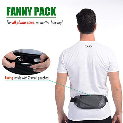 USHAKE Ultra Light Running Belt Men Women Bounce Free Waist Pack for Phone - color: Grey
