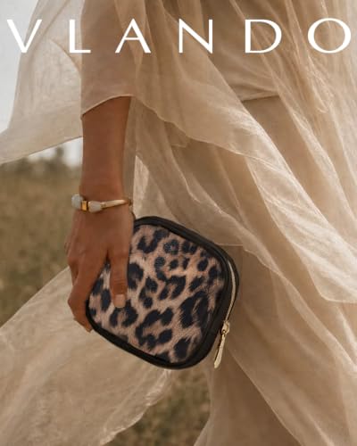 VLANDO Mini Makeup Bag for Purse,Slip-in Pocket,Leopard,Black - color: Mini-Leopard Black
