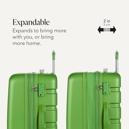 SwissGear 7366 Signature Hardside Expandable Luggage with Spinner Wheels, TSA Lock, Green, Checked-Medium 23-Inch - color: Green, size: Checked-Medium 23-Inch