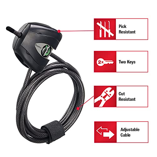 Master Lock Black Python Steel Cable Lock with Keys, Heavy Duty Anti-Theft Trail Camera and Kayak Locking Cable, 8417T, Pack of 16 - size: 32 Pack