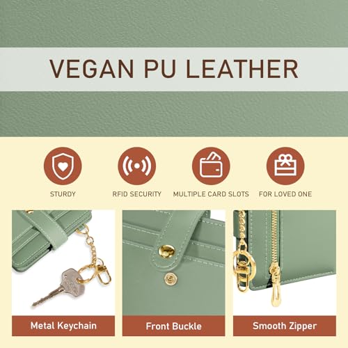Jogjam Green Rfid Women Wallet, Small Slim Thin Compact Credit Card Holder - color: A Green
