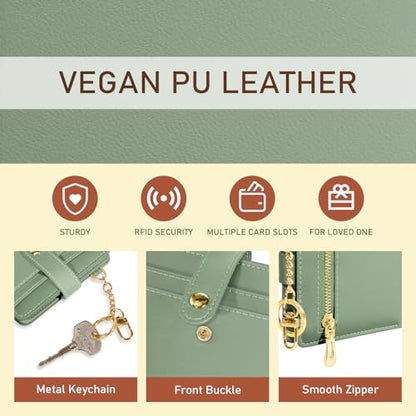 Jogjam Green Rfid Women Wallet, Small Slim Thin Compact Credit Card Holder - color: A Green