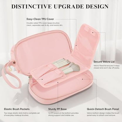 Travel Makeup Bag, Double Layer Cosmetic Bags for Women,Pink - color: Pink, size: Large