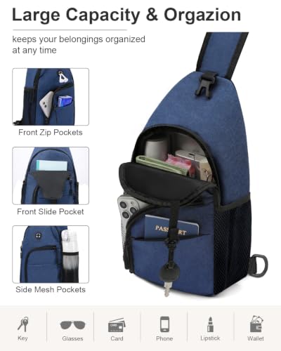 Pritent Crossbody Bags for Women Men Sling Bag Backpack Shoulder Bag - color: Blue, size: Medium