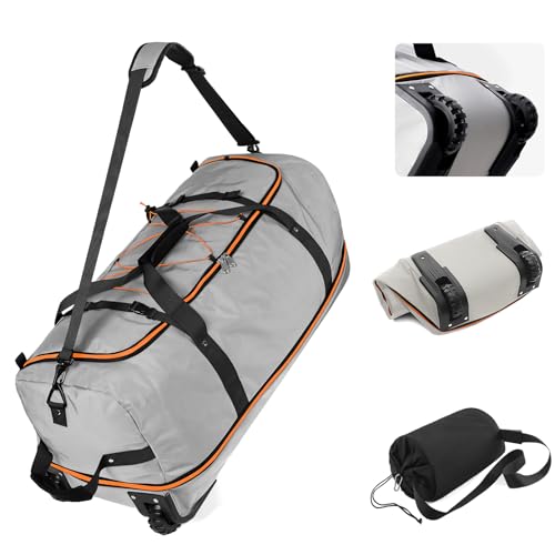 Vomgomfom Wheeled Collapsible Duffel Bag 110L-140L Expandable,Gray - color: Gray