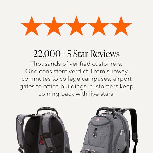SwissGear Travel Gear 1900 Scansmart TSA 대형 노트북 백팩 여행, 학교 및 비즈니스 용 - 17인치 노트북에 적합), 19004415 - color: 헤더 그레이.