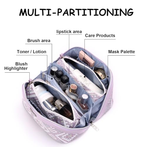 BOYATU Travel Makeup Bag Organizer: Boho Large Capacity Cosmetic Bag Sets - color: 16-Amethyst