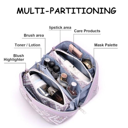 BOYATU Travel Makeup Bag Organizer: Boho Large Capacity Cosmetic Bag Sets - color: 16-Amethyst