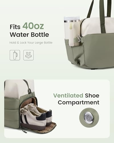 LOVEVOOK Small Gym Bag for Women with Tumbler Holder & Shoe Compartment - color: Pink, size: Small-17"