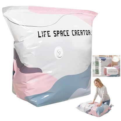 2026 Life Space Creator Storage Bags 80% Compression Extra Large Capacity 3D Roll up Vacuum Bags No Pump Needed Seal Bags for Comforters Clothes Blankets Jumbo Bedding Packing Cubes Travel (1, Large)
