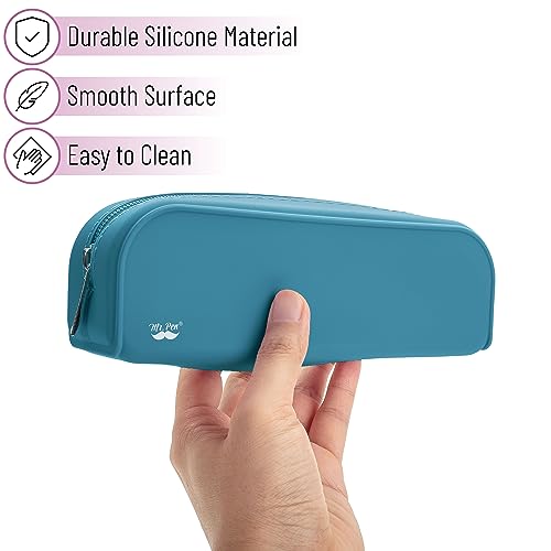 Mr. Pen- Silicone Pencil Case, Aesthetic Pencil Bag for Women, Makeup Pouch - color: Teal