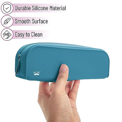 Mr. Pen- Silicone Pencil Case, Aesthetic Pencil Bag for Women, Makeup Pouch - color: Teal