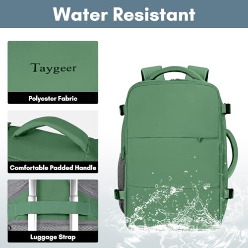 Taygeer Travel Backpack for Women, TSA Carry On Backpack with Shoe Pouch - color: Peridotgreen, size: Large