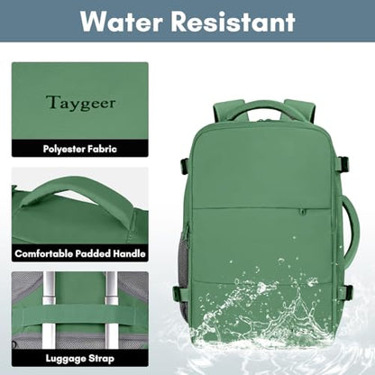 Taygeer Travel Backpack for Women, TSA Carry On Backpack with Shoe Pouch - color: Peridotgreen, size: Large