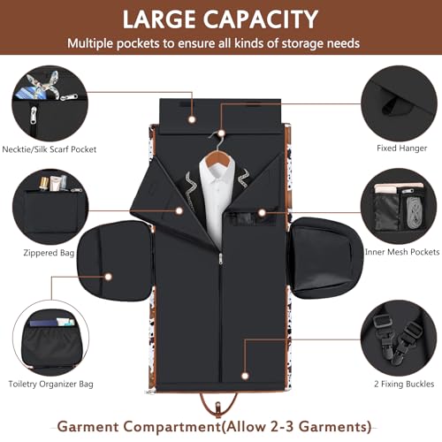Garment Bag for Travel Convertible Carry on Travel Duffel Bag for Men Women - color: A08-Brown cow