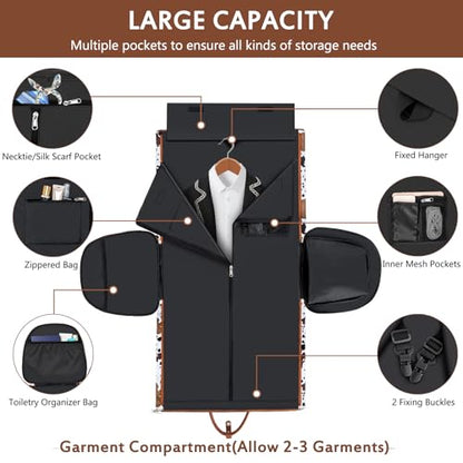 Garment Bag for Travel Convertible Carry on Travel Duffel Bag for Men Women - color: A08-Brown cow