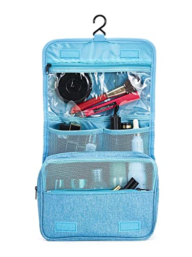 Sechunk Toiletry Bag Water-Resistant Makeup Cosmetic Bag Travel Organizer for Accessories Travel Bag with Hanging Hook - color: Blue