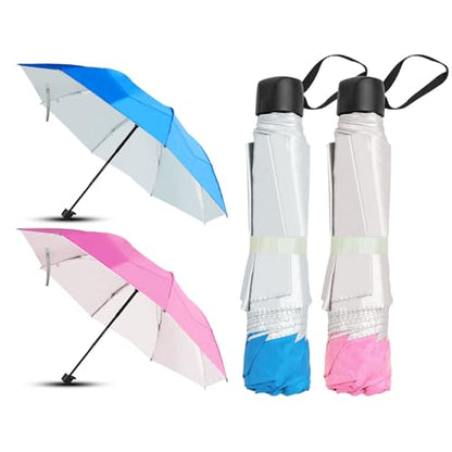 Travel Umbrella, Umbrellas Bulk, 5 Colors Travel Folding Umbrellas, Exquisite Appearance, Easy To Carry, Suitable For Sunny Days And Rainy Days - color: Light Blue, Pink