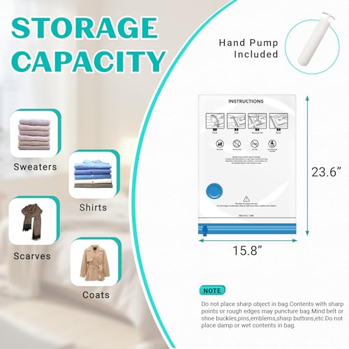 10 Pack Small Space Saver Vacuum Storage Bags Compression Seal Bags for Travel Clothing Luggage Blankets Comforters with Hand Pump - size: 10 Small