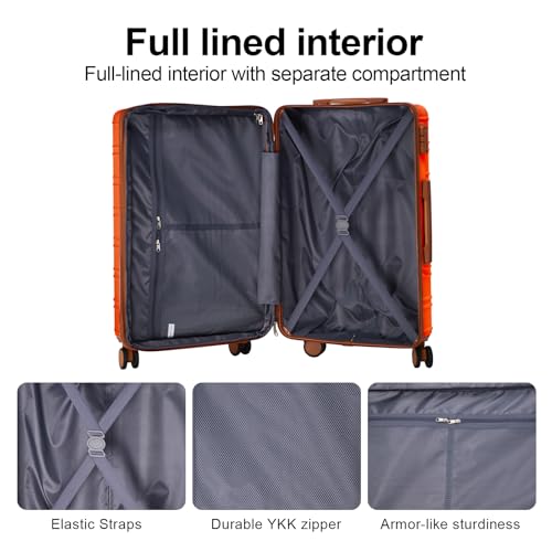 4 Piece Luggage Set Expandable ABS Travel Suitcase Set TSA Lock Hardshell Durable Lightweight Traveling Luggage Sets Gift for Back to School (Orange, 28in26in20in13in) - color: Orange