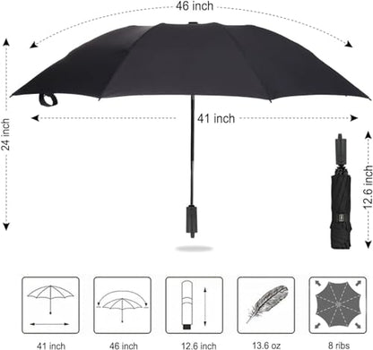 LANBRELLA 컴팩트 리버스 접이식 우산 자동 방풍 여행용 우산 - color: 블랙., size: 46인치