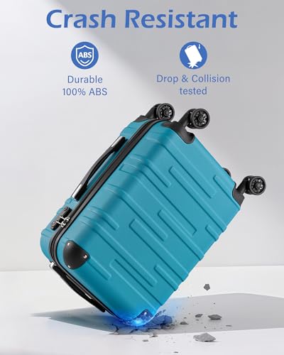 Coolife Hardside ABS Luggage, TSA Lock, Spinner Wheels, 3-Piece Set - color: champagne, size: 3 Piece Set