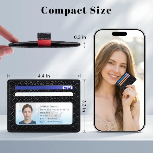 Airkit Small Slim ID Case, Womens Credit Card Holder Wallet, RFID Sleeve - color: Black Crocodile