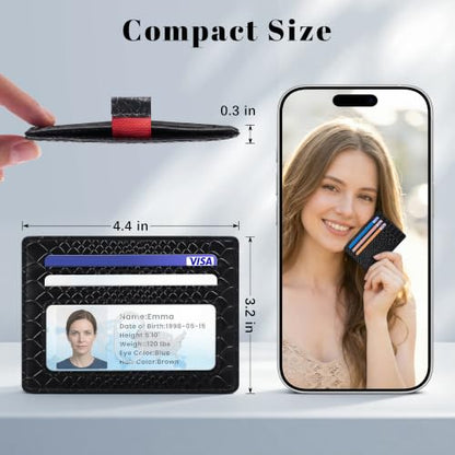 Airkit Small Slim ID Case, Womens Credit Card Holder Wallet, RFID Sleeve - color: Black Crocodile