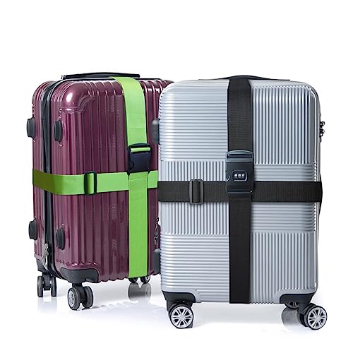 2 PCS Luggage Strap 78" x 2" Suitcase Belts Wide Adjustable Packing Straps Travel Accessories, Black&Combination Lock - color: 2pcs Black Lock