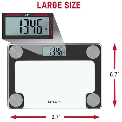 Taylor Compact Travel Scale with Canvas Bag, 9.7x6.7 Glass Platform, 400 lb - color: Clear