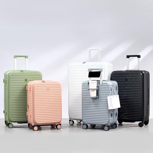 HanTrip 20 Inch Top Opening Hard Shell Carry on Luggage with Wheels, Green - color: Bamboo Green, size: Expandable 20 Inch
