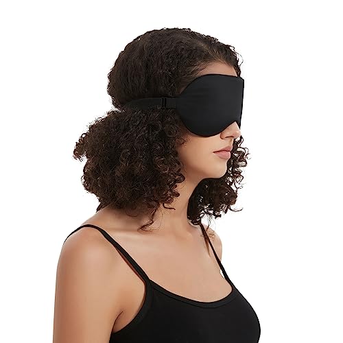 Alaska Bear Sleep Mask Silk Eye Cover with Shaped Pad, Machine Washable - color: Black_padded
