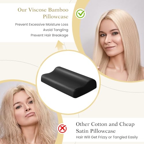 Cooling Contour Cervical Pillowcase, Black, 24x14x5/3.7 Inches, 1 Piece - color: Black