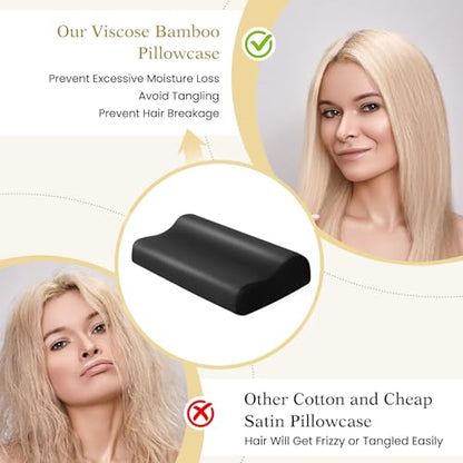 Cooling Contour Cervical Pillowcase, Black, 24x14x5/3.7 Inches, 1 Piece - color: Black
